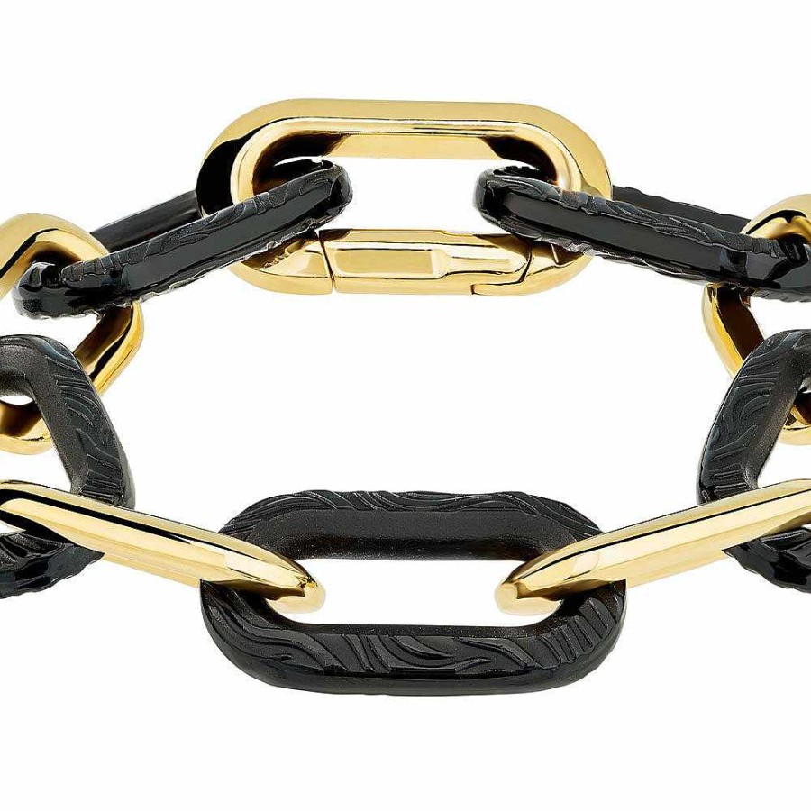 Bracelets | Lalique Empreinte Animale Bracelet 5 Crystals Black Crystal/ Yellow Gold Plated