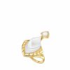 Rings | Lalique Paon Ring White Pearly Clear Crystal And White Lacquer/ 18K Yellow Gold-Plated