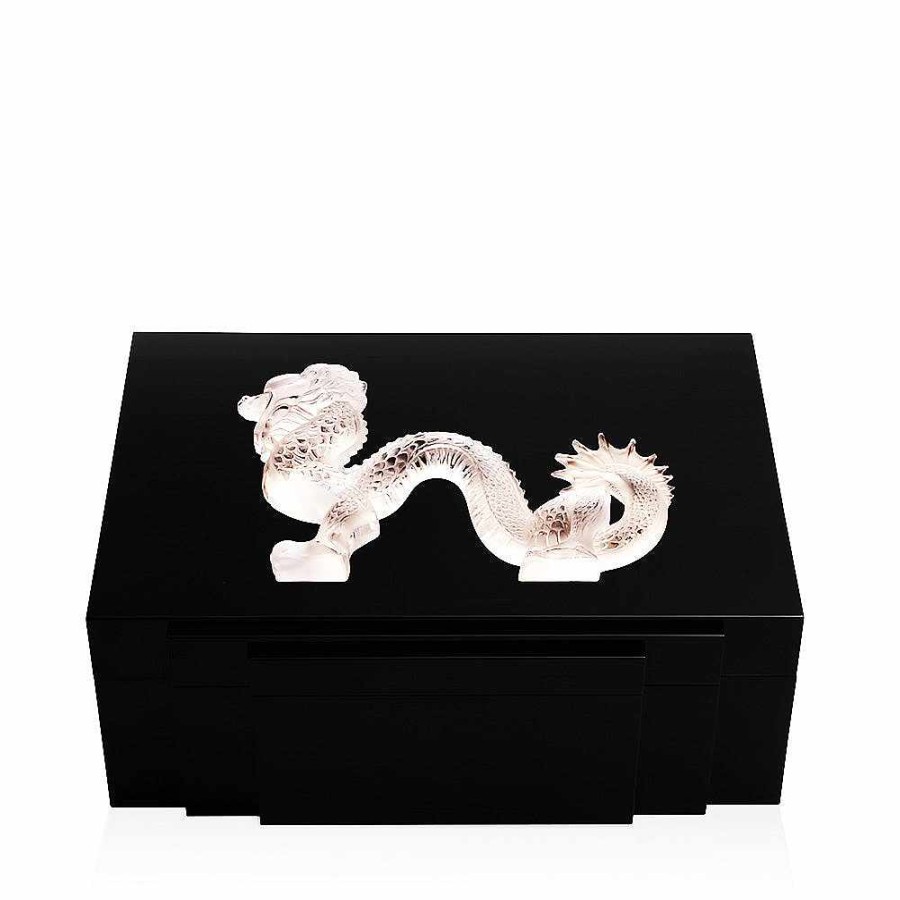 Ashtrays And Cigars Boxes | Lalique Dragon Cigars Box Large Size Clear Crystal/ 100 Cigars