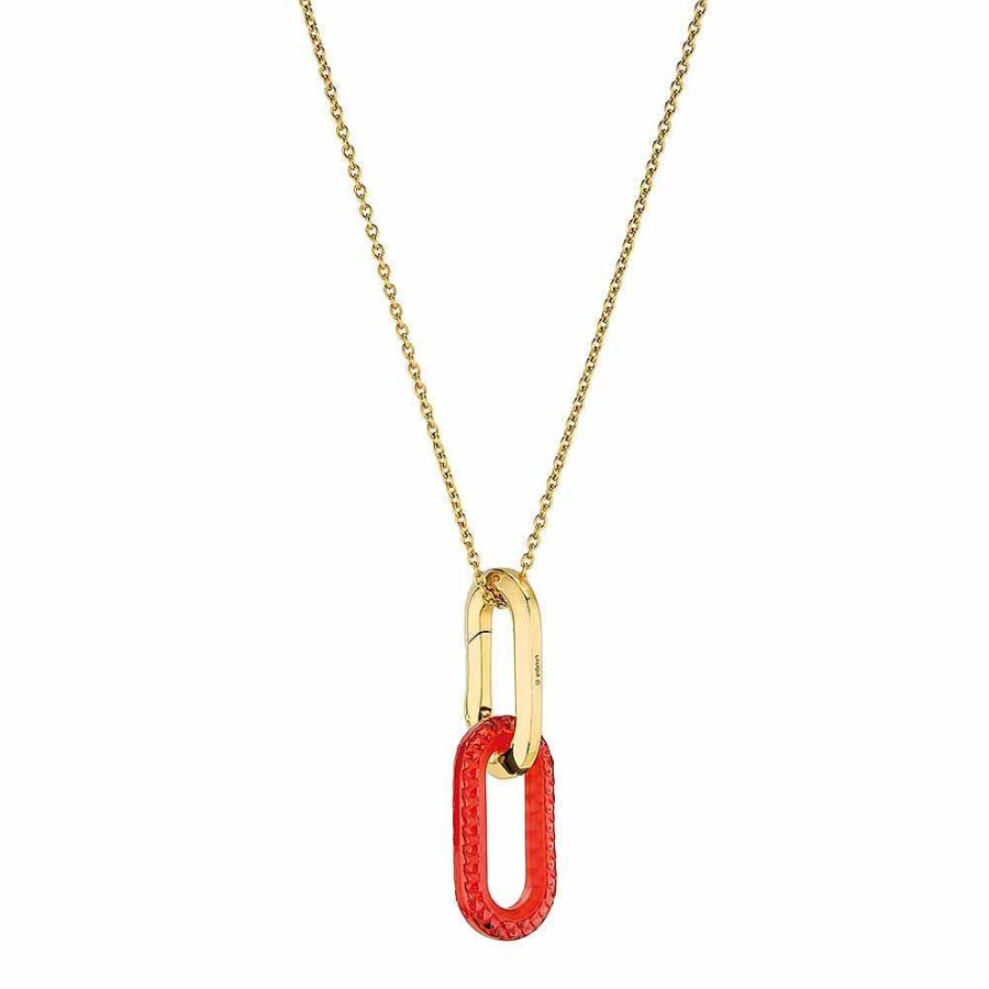 Pendants | Lalique Empreinte Animale Pendant Red Crystal/ 18K Yellow Gold Plated Brass