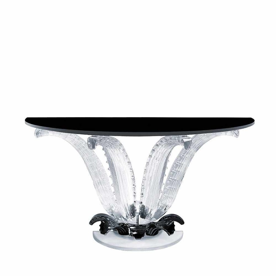 Tables | Lalique Cactus Console Table Half-Moon Console Talbe/ Clear And Black Crystal