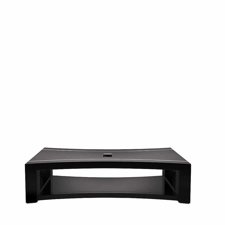 Tables | Lalique Raisins Curved Coffee Table Clear Crystal/ Black Lacquered/ Black Glass Top