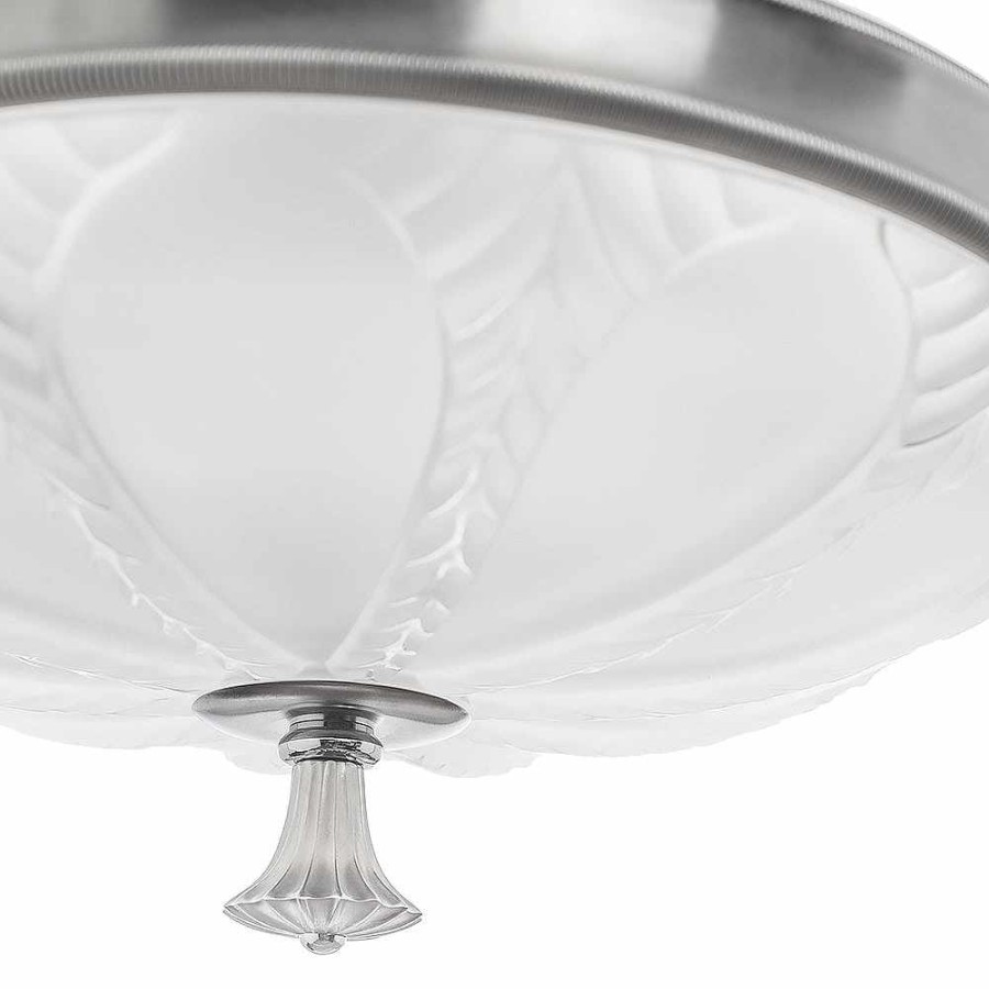 Ceiling Lamps & Lights | Lalique Ginkgo Ceiling Small Lamp Clear Crystal/ Shiny And Brushed Nickel Finish