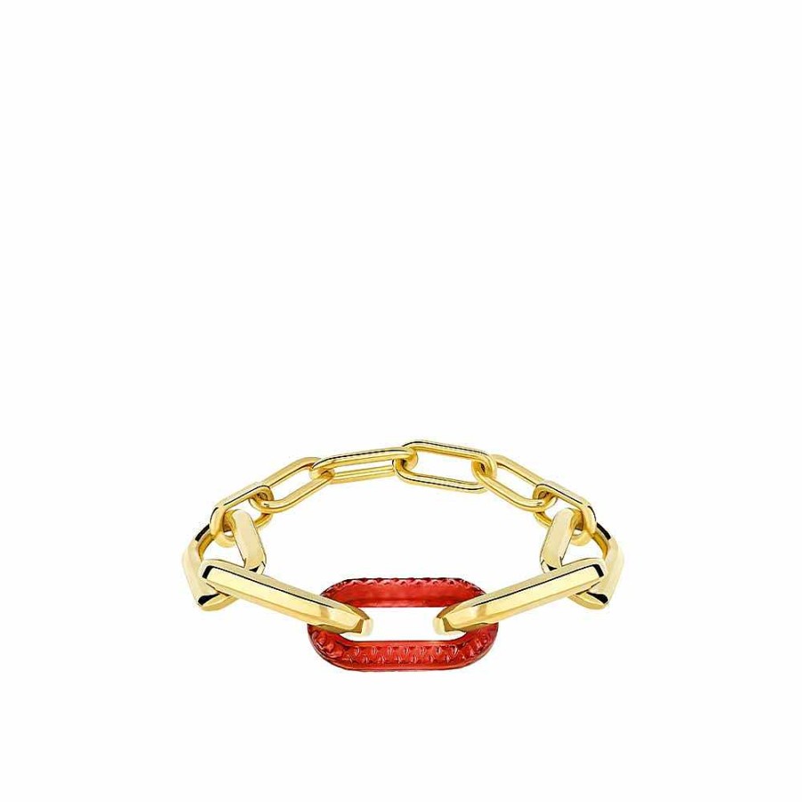 Bracelets | Lalique Empreinte Animale Bracelet Red Crystal/ 18K Yellow Gold Plated Brass