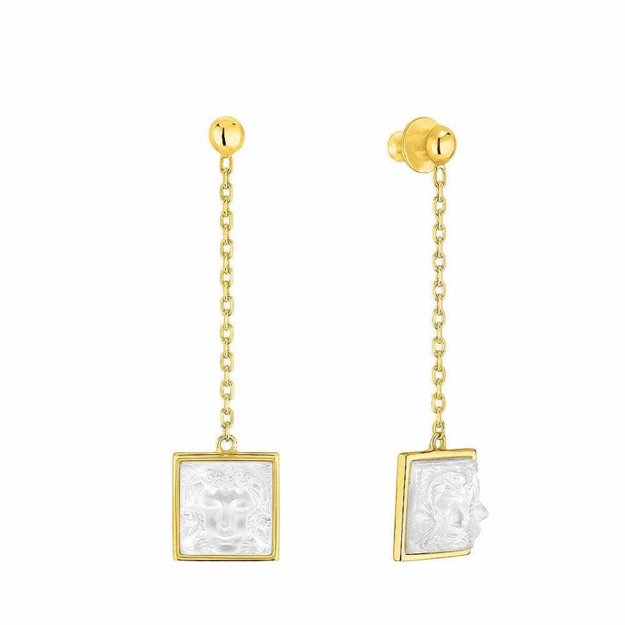 Earrings | Lalique Arethuse Long Earrings Clear Crystal/ Vermeil