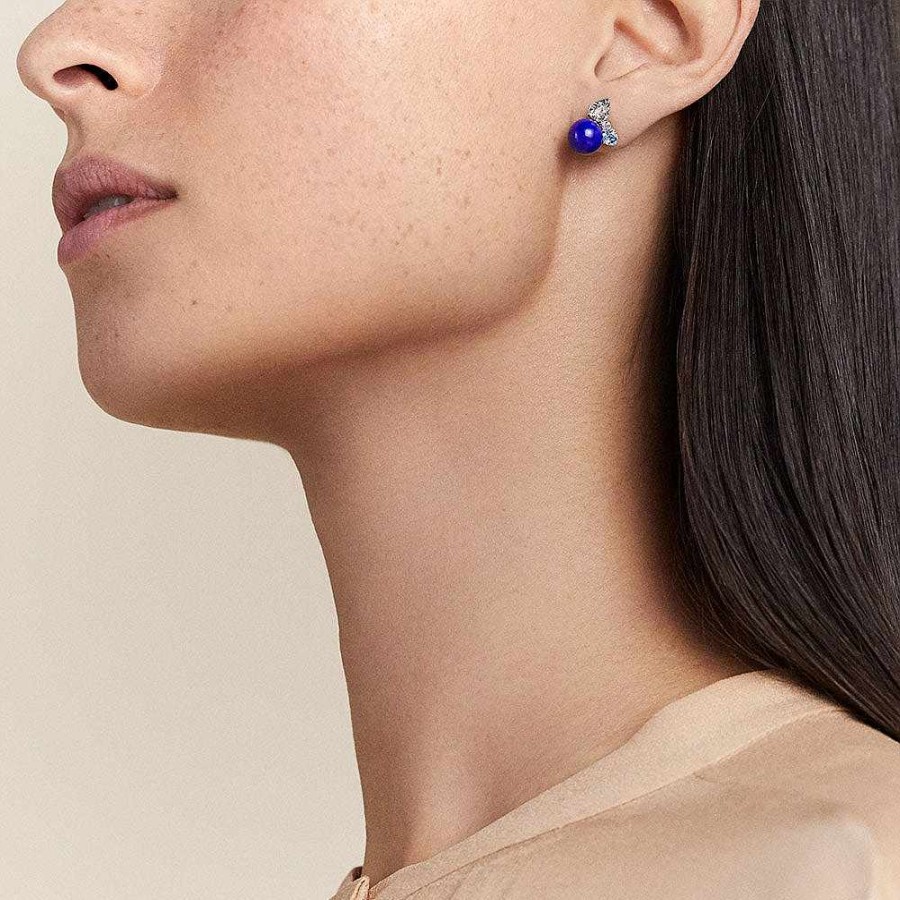 Earrings | Lalique L'Oiseau Tonnerre Earrings White Gold/ Lapis Lazuli/ Topazes/ Quartz/ Diamonds