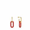 Earrings | Lalique Empreinte Animale Earrings Red Crystal/ 18K Yellow Gold Plated Brass