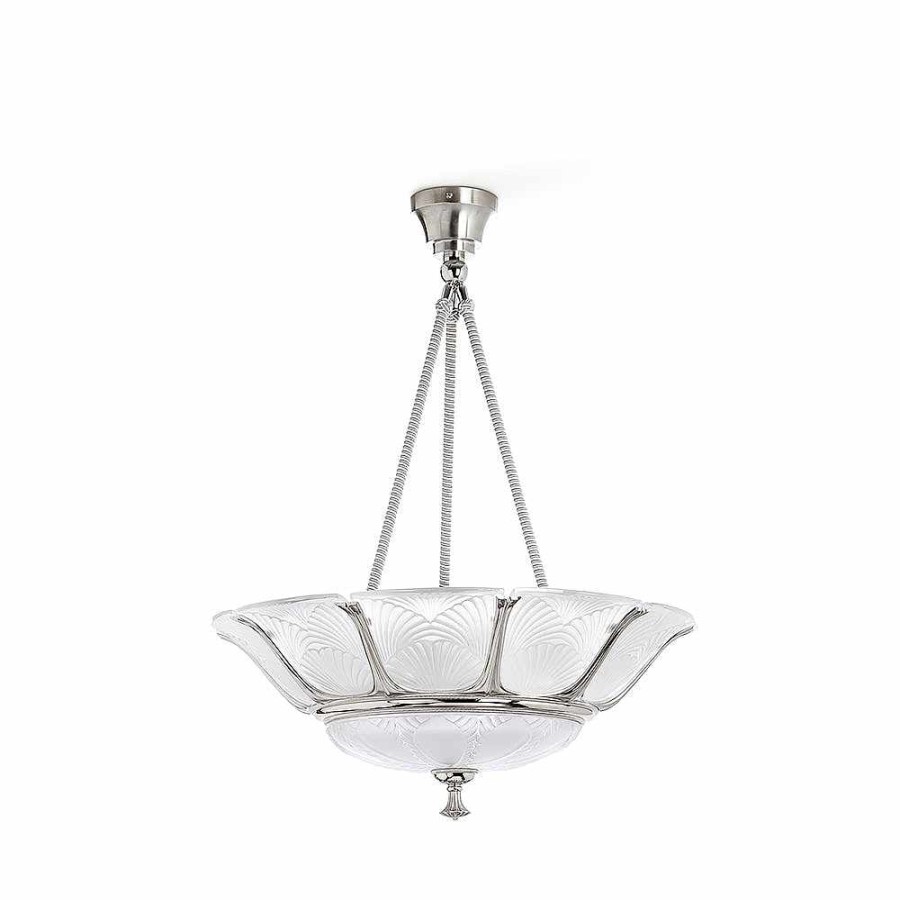 Ceiling Lamps & Lights | Lalique Ginkgo Ceiling Large Lamp Clear Crystal/ Shiny And Brushed Nickel Finish