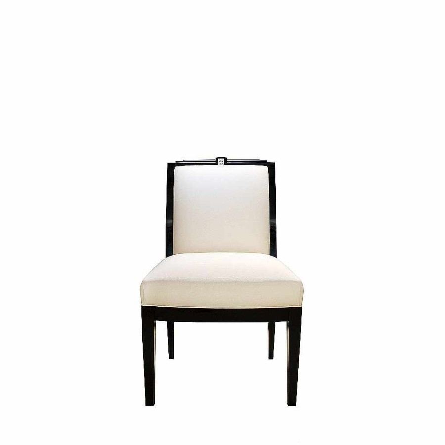 Seatings | Lalique Masque De Femme Classic Chair Clear Crystal/ Black Lacquered And Ivory Silk/ Chair Without Armrests