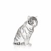 Sculptures | Lalique Sitting Tiger Large Sculpture Clear/ Black Enamelled Crystal