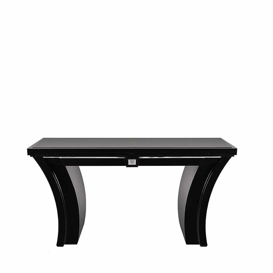 Tables | Lalique Raisins Curved Console Table Clear Crystal And Black Lacquered