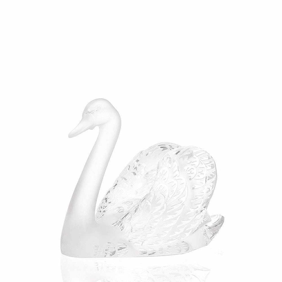 Sculptures | Lalique Swan Head Up Sculpture Clear Crystal