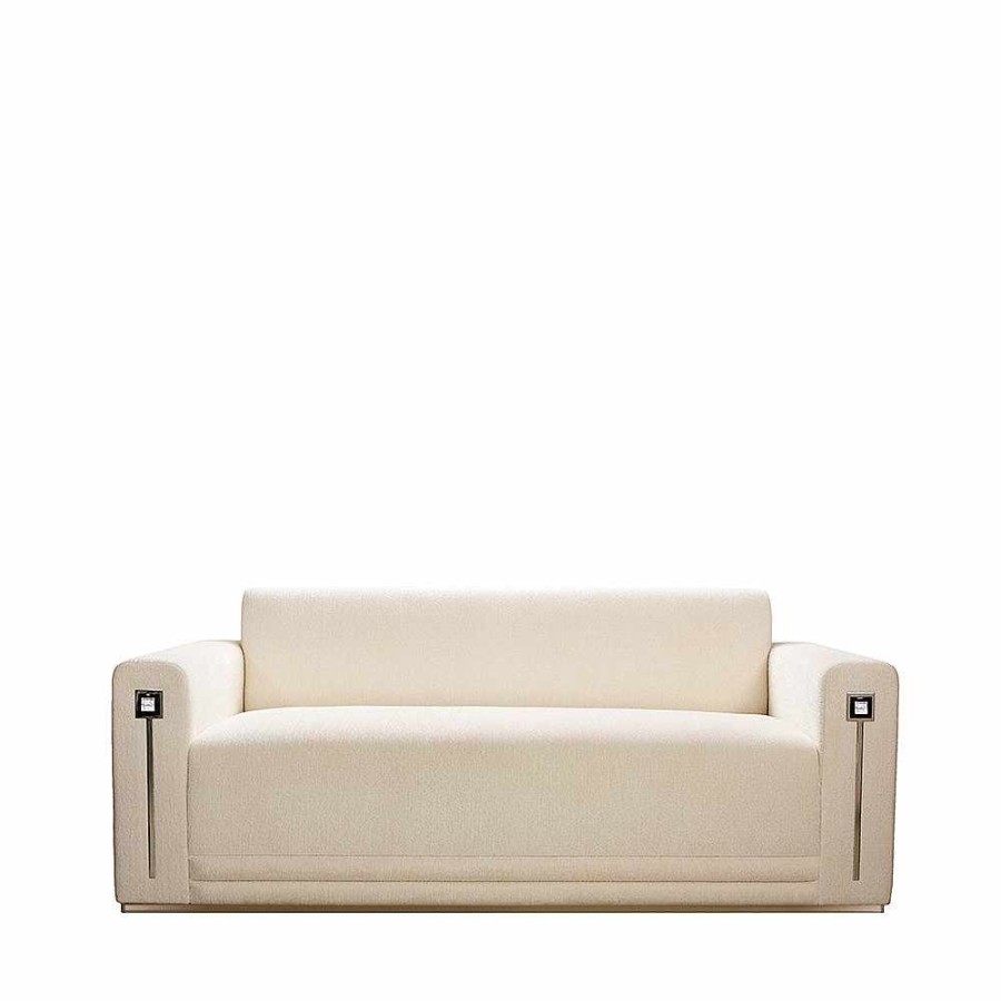 Seatings | Lalique Masque De Femme Contemporary Sofa Clear Crystal And Ivory Silk/ Small Size