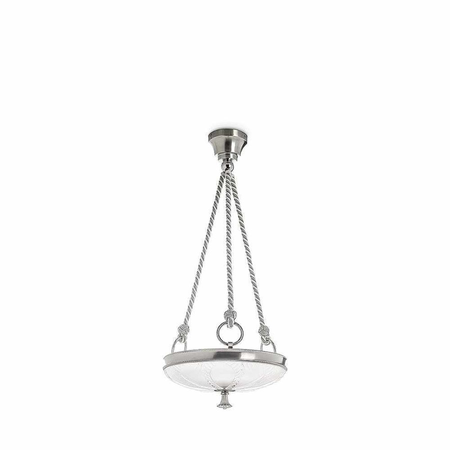 Ceiling Lamps & Lights | Lalique Ginkgo Ceiling Small Lamp Clear Crystal/ Shiny And Brushed Nickel Finish