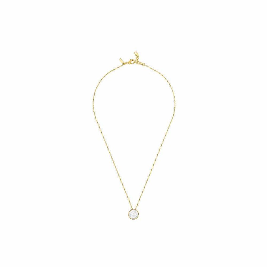 Necklaces | Lalique Pivoine Necklace White Pearly On Clear Crystal/ 18 Carats Yellow Gold Plated