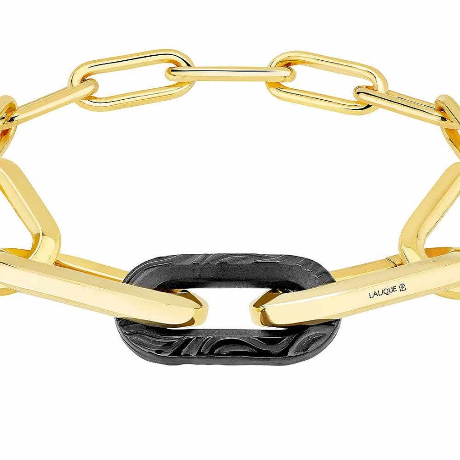 Bracelets | Lalique Empreinte Animale Bracelet Black Crystal/ Yellow Gold Plated