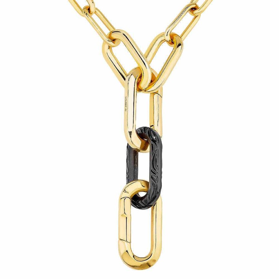 Necklaces | Lalique Empreinte Animale Necklace Black Crystal/ Yellow Gold Plated