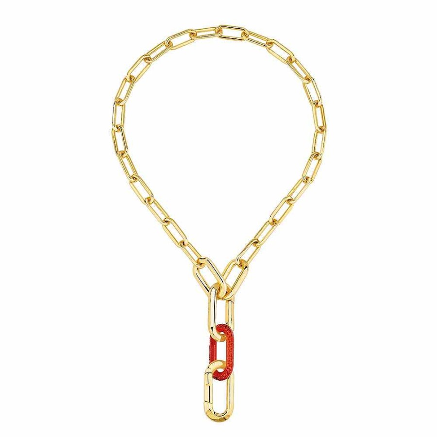 Necklaces | Lalique Empreinte Animale Necklace Red Crystal/ 18K Yellow Gold Plated Brass