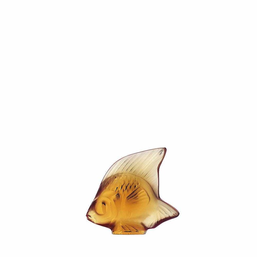 Sculptures | Lalique Fish Sculpture Amber Crystal