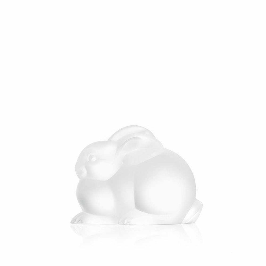 Sculptures | Lalique Resting Rabbit Sculpture Clear Crystal