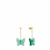 Earrings | Lalique Papillon Earrings Green Crystal/ 18K Yellow Gold-Plated