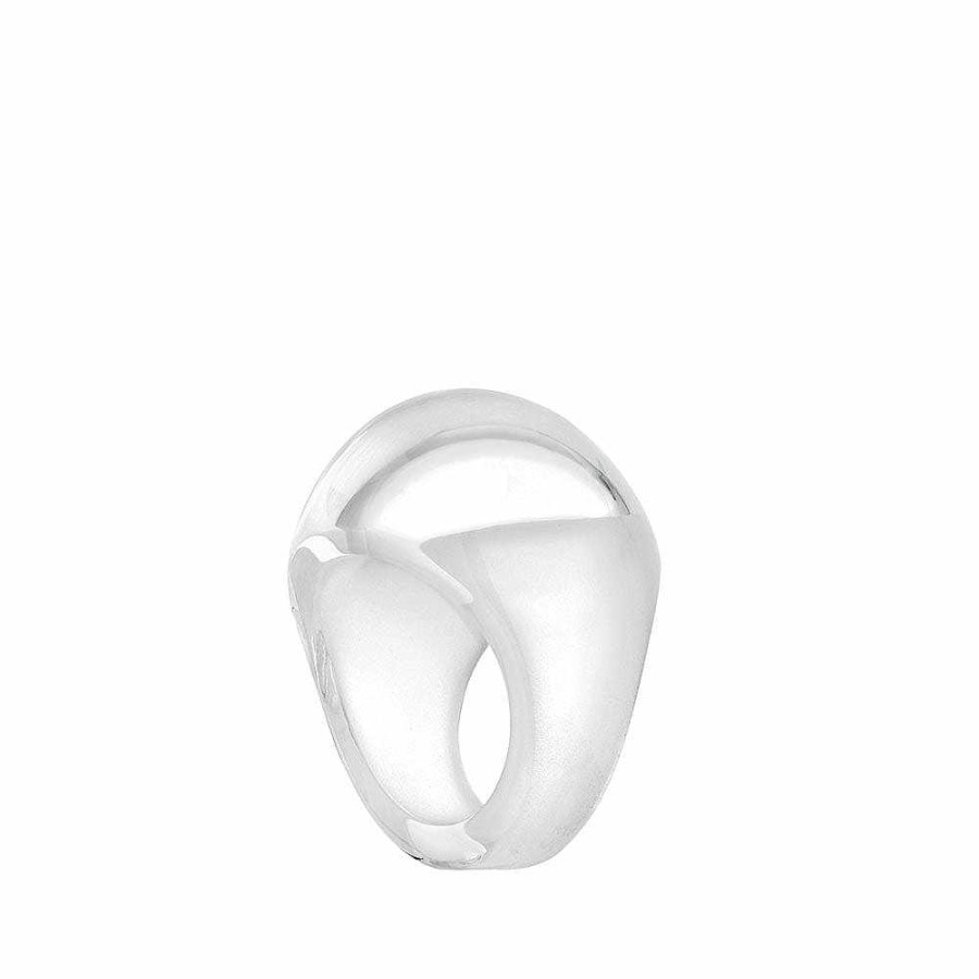 Rings | Lalique Cabochon Ring Clear With White Patina Crystal