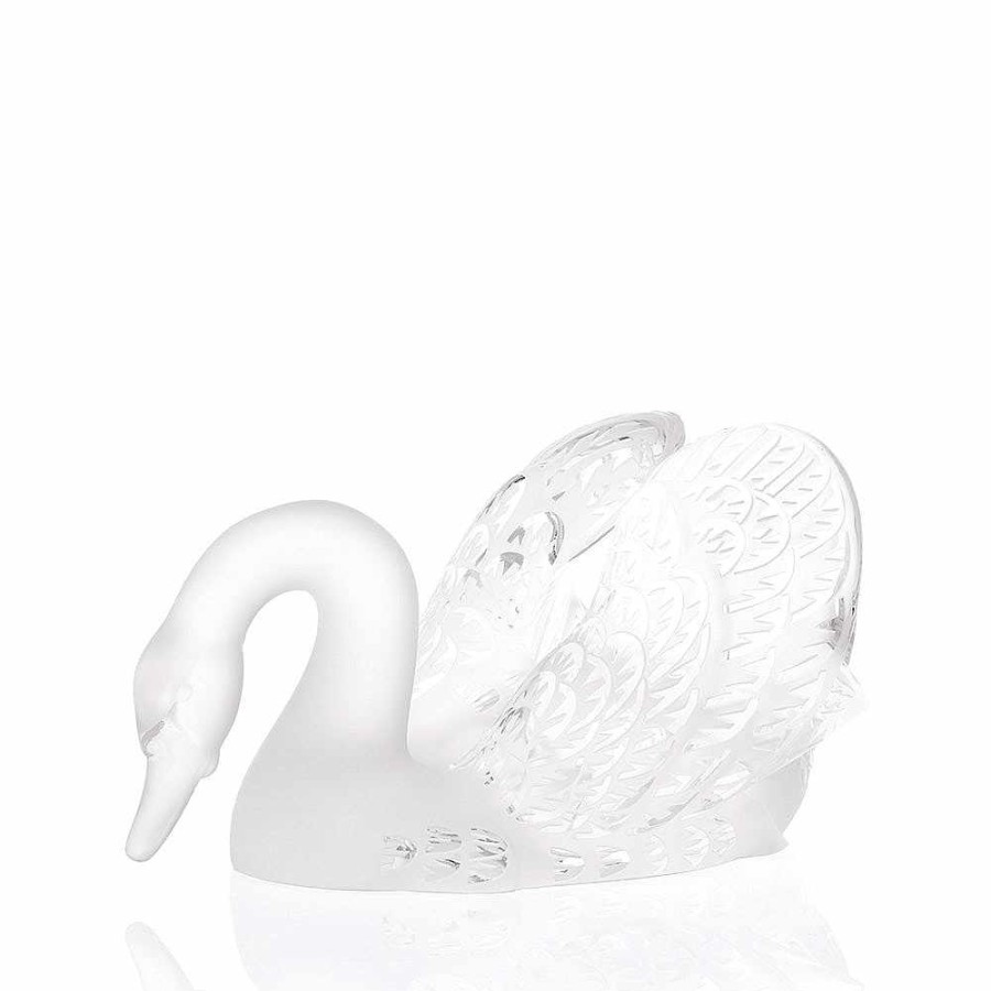 Sculptures | Lalique Swan Head Down Sculpture Clear Crystal