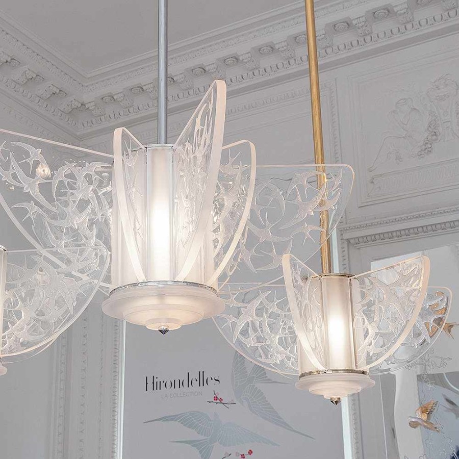 Chandeliers | Lalique Hirondelles Chandelier Clear Crystal/ Chrome Finish