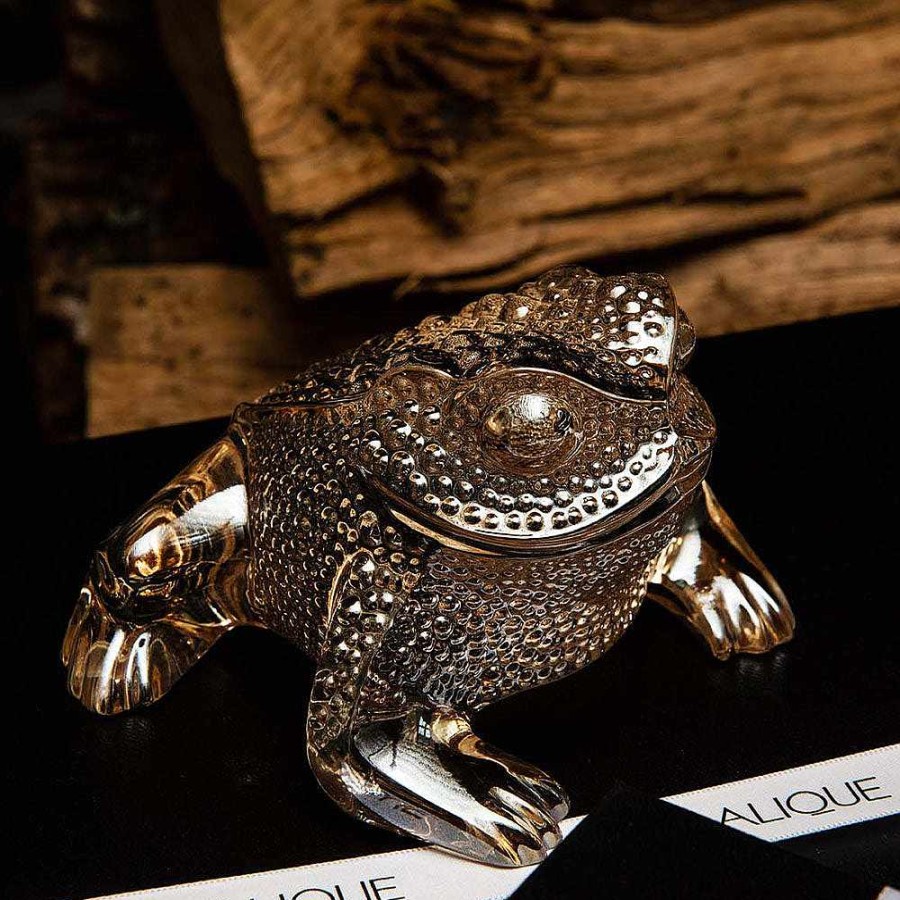 Sculptures | Lalique Gregoire Toad Sculpture Gold Luster Crystal