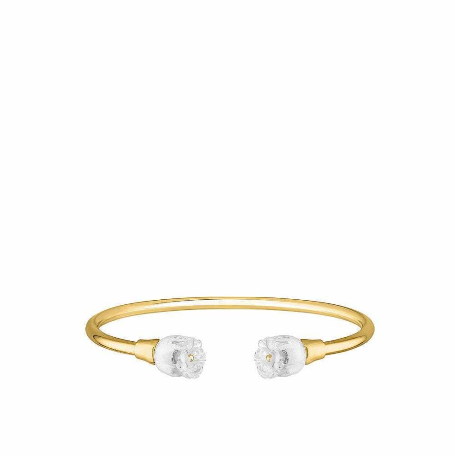 Bracelets | Lalique Muguet Flexible Bangle Clear Crystal/ 18K Yellow Gold-Plated