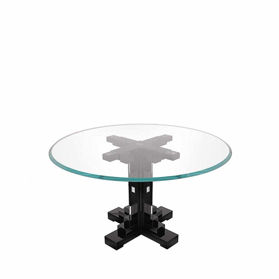 Tables | Lalique Raisins Table Clear Crystal And Black Lacquered