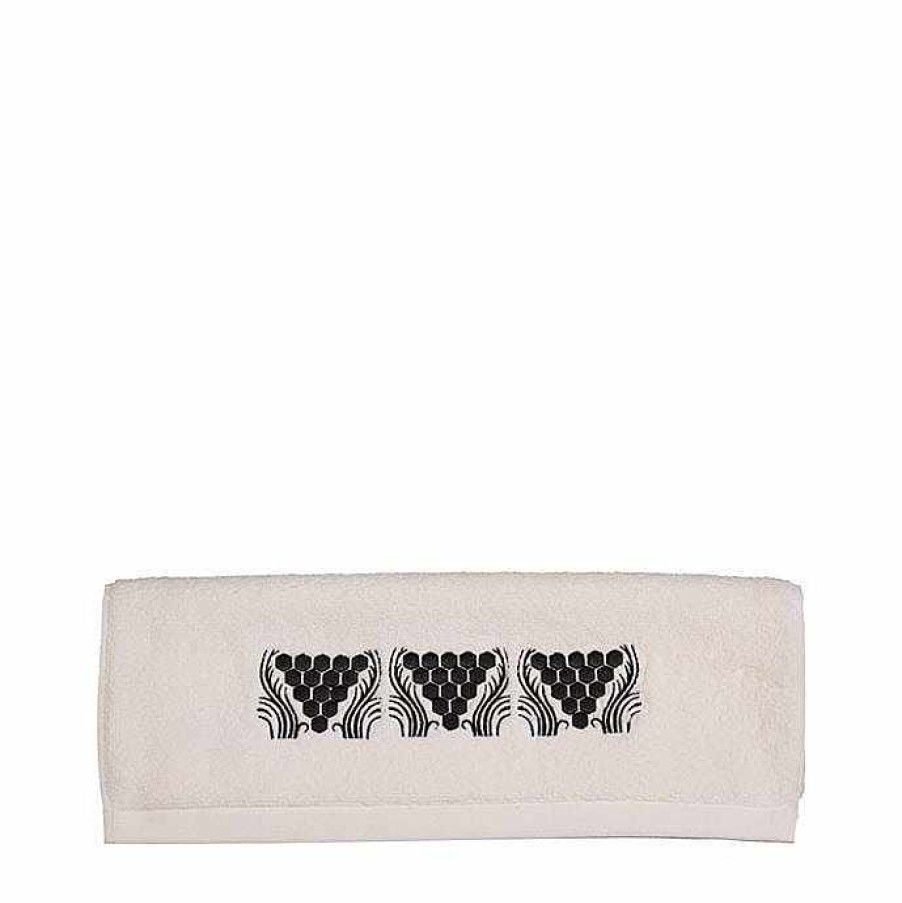 Bath Linens | Lalique Raisins Embroidered Hands Towel Ivory Cotton/ Embroidery