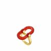 Rings | Lalique Empreinte Animale Ring Red Crystal/ 18K Yellow Gold Plated Brass