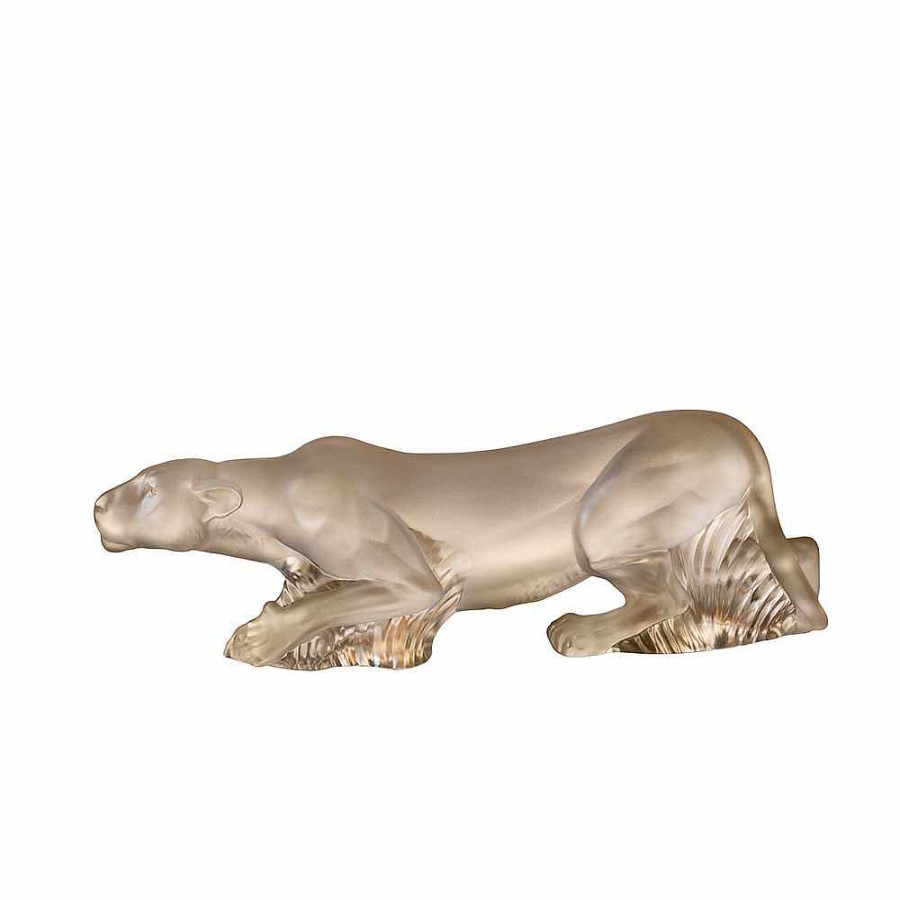 Sculptures | Lalique Timbavati Lioness Sculpture Clear Crystal/ Gold Stamped