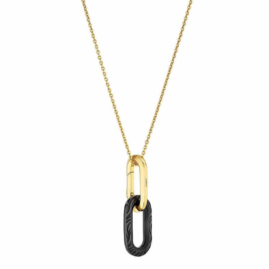 Pendants | Lalique Empreinte Animale Pendant Black Crystal/ Yellow Gold Plated