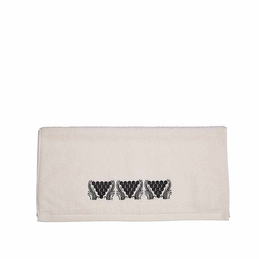 Bath Linens | Lalique Raisins Embroidered Hands Towel Ivory Cotton/ Embroidery