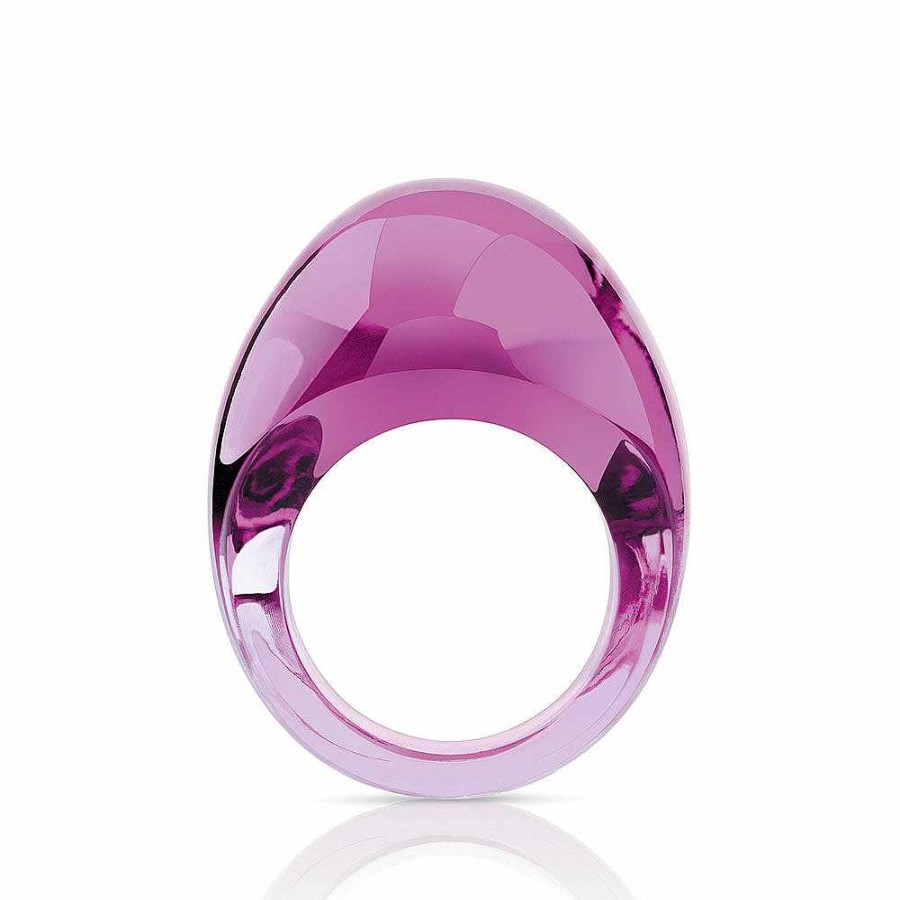 Rings | Lalique Cabochon Ring Fuchsia Crystal