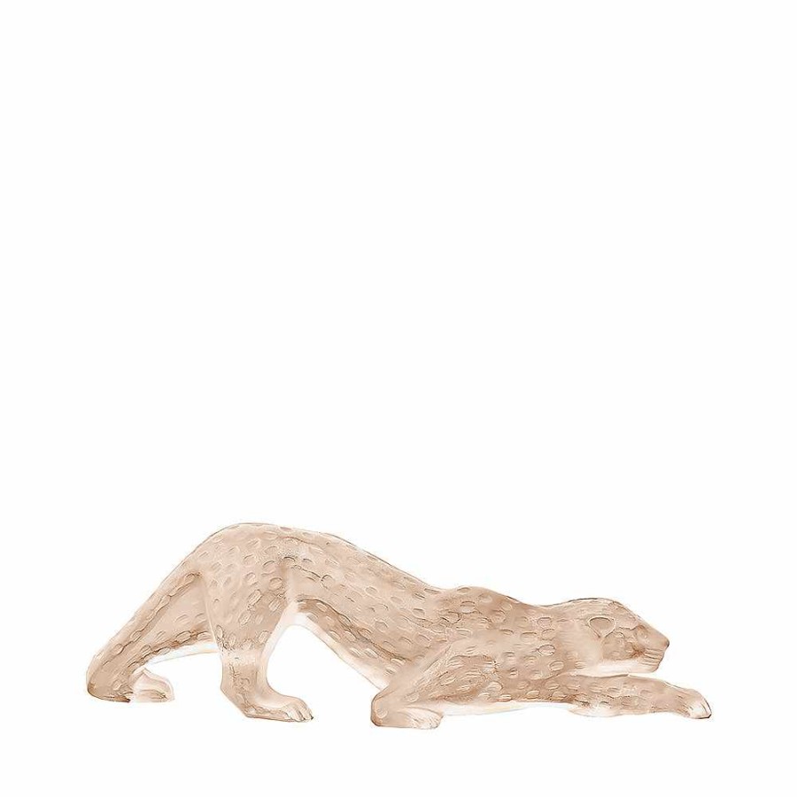 Sculptures | Lalique Zeila Panther Large Sculpture Gold Luster Crystal