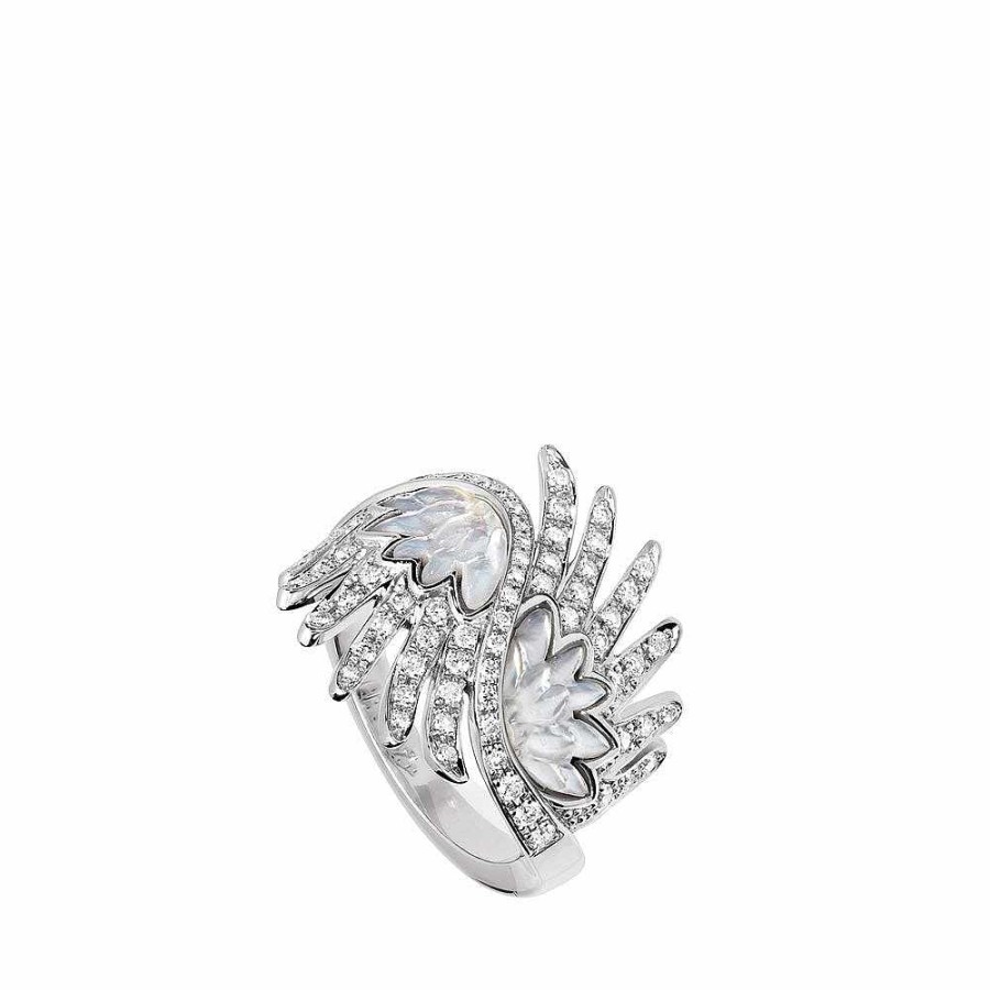 Rings | Lalique Vesta Ring, Small White Gold/ Diamonds/ Mother-Of-Pearl