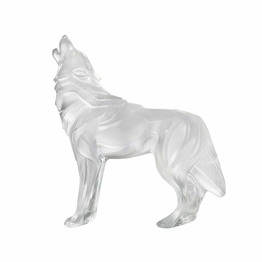 Sculptures | Lalique Wolf Sculpture Clear Crystal