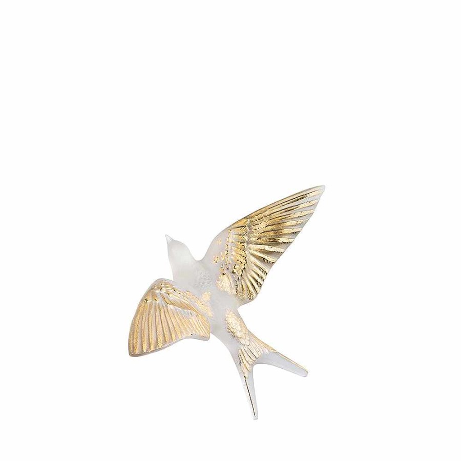 Sculptures | Lalique Swallow Wall Sculpture Clear/ Gold Stamped Crystal