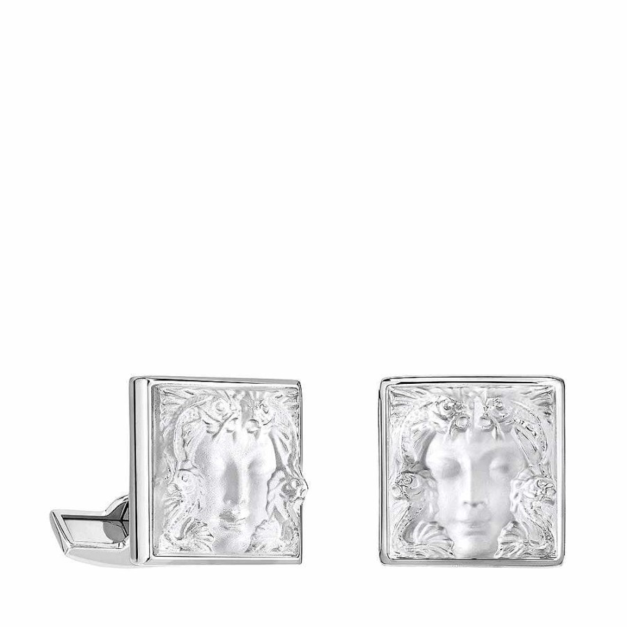 Cufflinks | Lalique Arethuse Cufflinks Clear Crystal/ Palladium Finishing