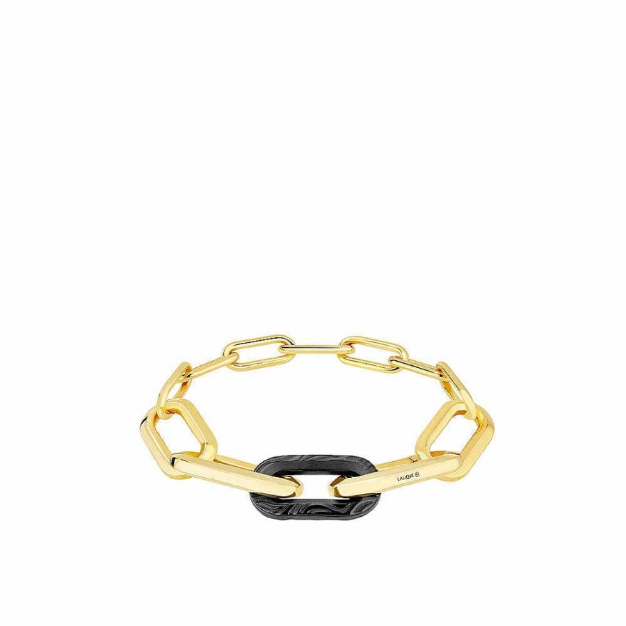 Bracelets | Lalique Empreinte Animale Bracelet Black Crystal/ Yellow Gold Plated