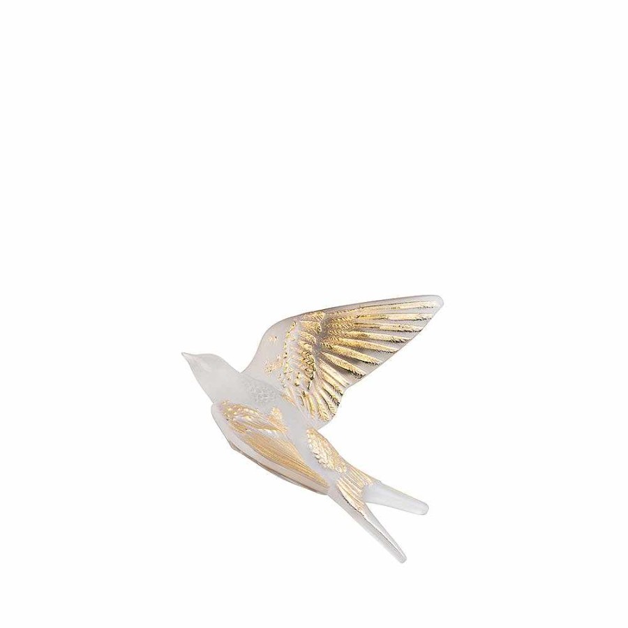 Sculptures | Lalique Swallow Wings Up Wall Sculpture Clear/ Gold Stamped Crystal