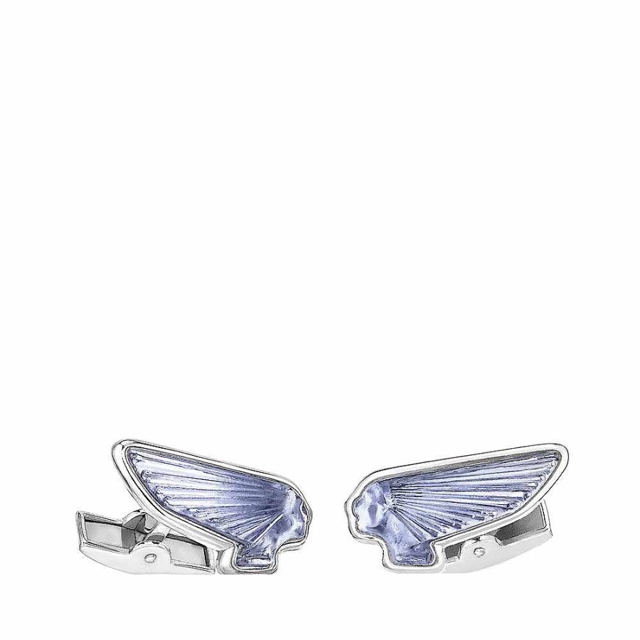 Cufflinks | Lalique Victoire Mascottes Cufflinks Sapphire Blue Crystal/ Palladium Finishing