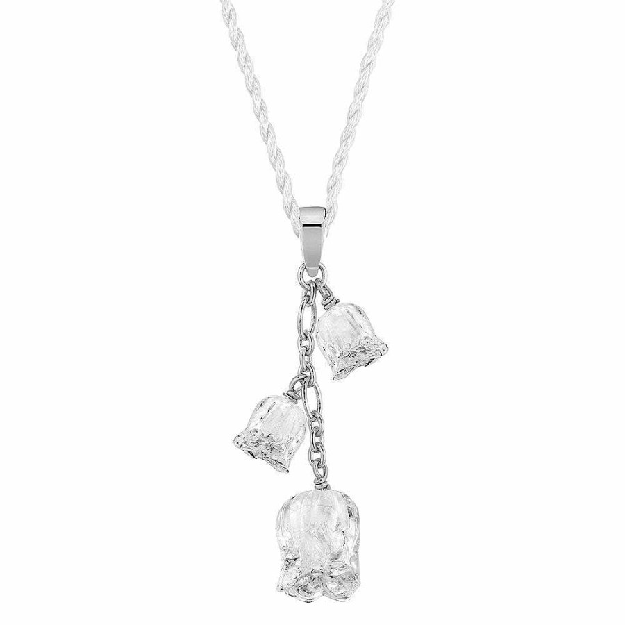 Pendants | Lalique Muguet Pendant 3 Clear Crystals/ Silver