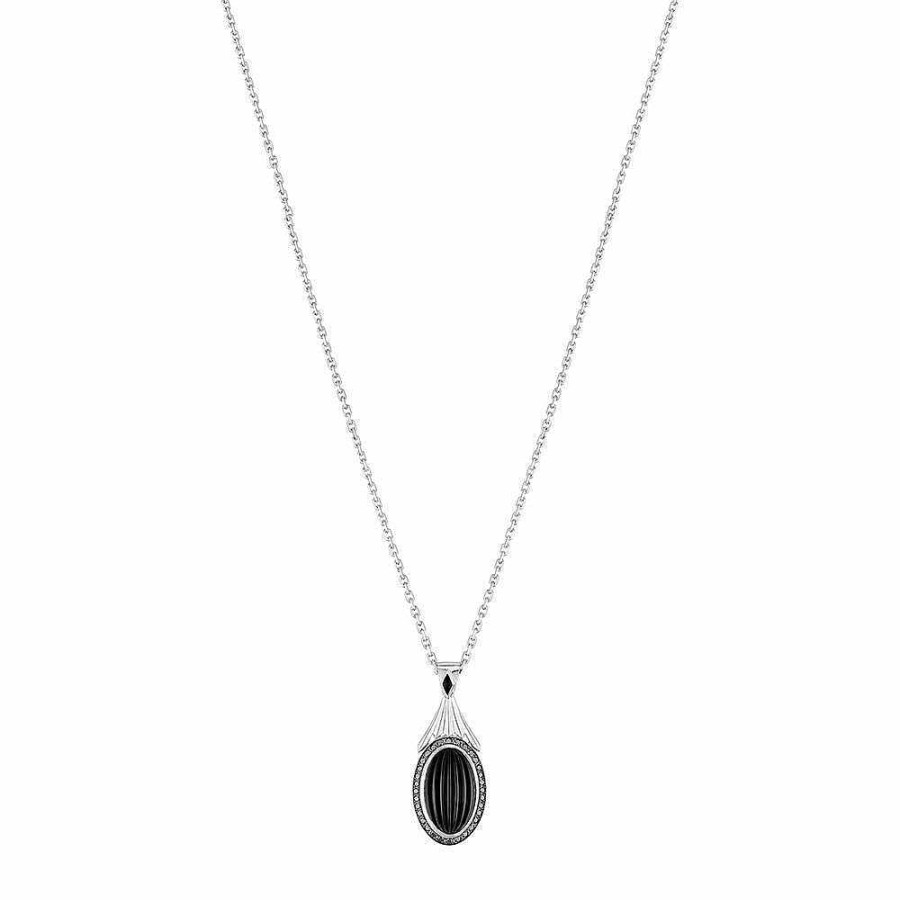 Pendants | Lalique La Flute Enchantee Reversible Pendant White Gold/ Crystal/ Diamonds/ Agate/ Onyx