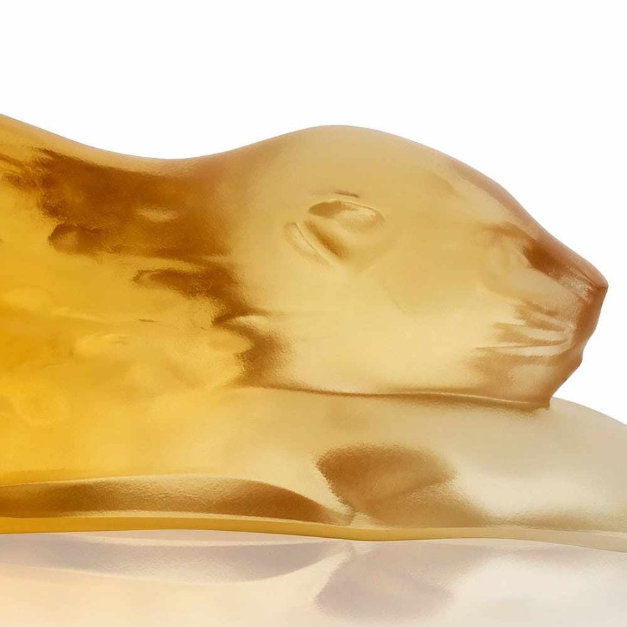 Sculptures | Lalique Zeila Panther Small Sculpture Amber Crystal