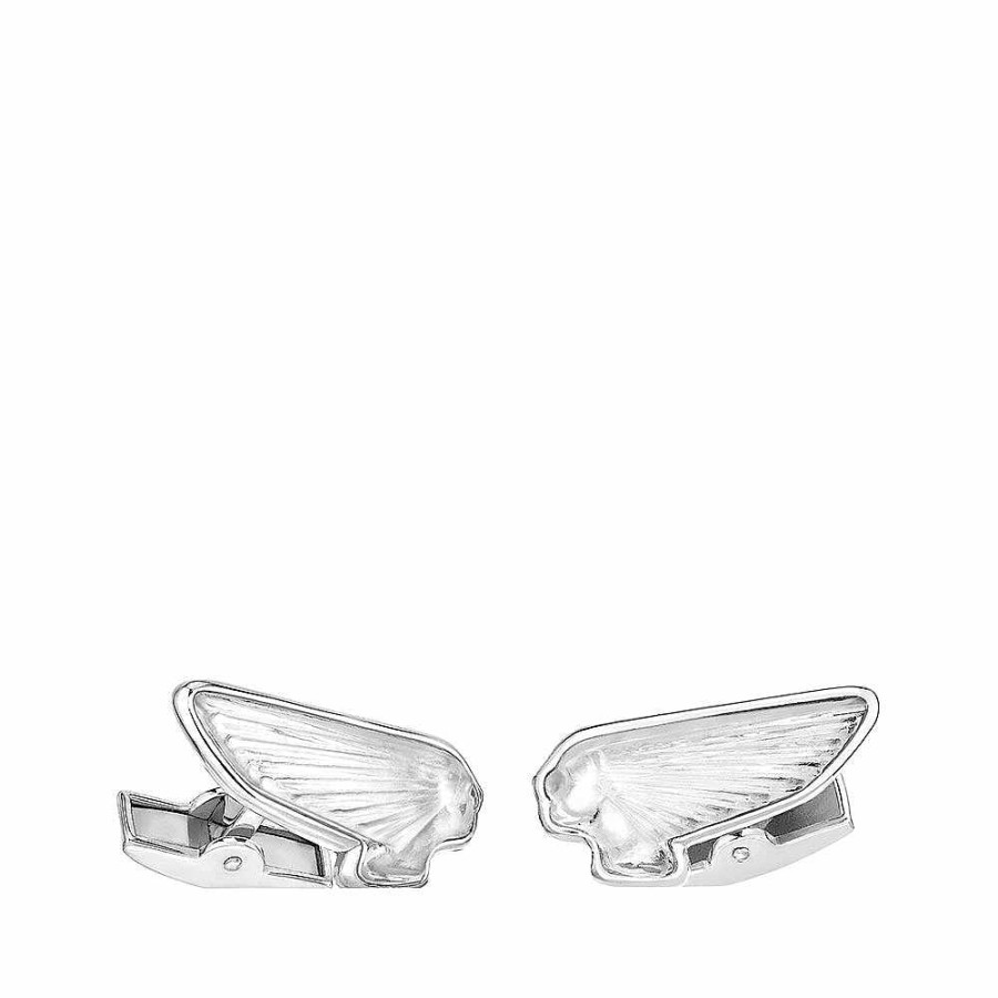 Cufflinks | Lalique Victoire Mascottes Cufflinks Clear Crystal/ Palladium Finishing