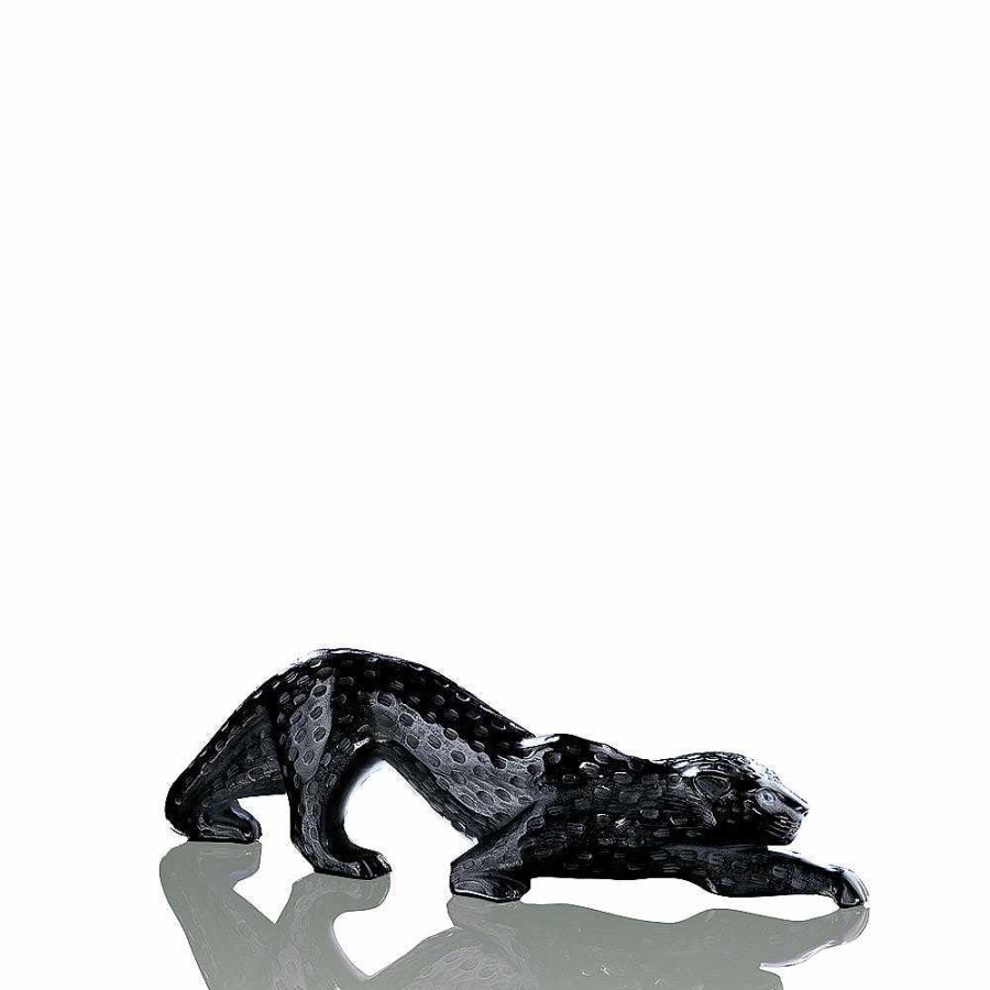 Sculptures | Lalique Zeila Panther Large Sculpture Black Crystal